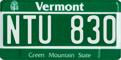 VT license plate NTU830