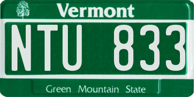 VT license plate NTU833