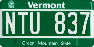 VT license plate NTU837