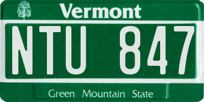 VT license plate NTU847