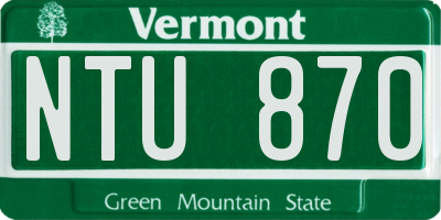 VT license plate NTU870