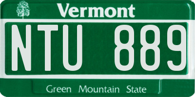 VT license plate NTU889