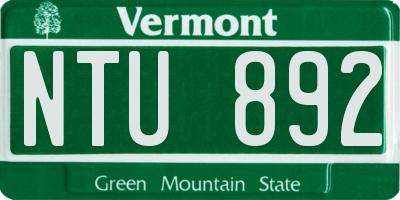 VT license plate NTU892