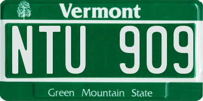 VT license plate NTU909
