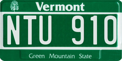 VT license plate NTU910