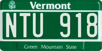 VT license plate NTU918