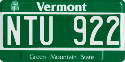 VT license plate NTU922