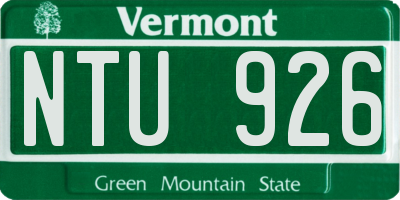 VT license plate NTU926