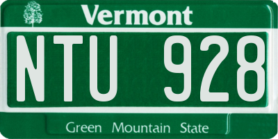 VT license plate NTU928