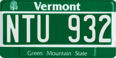 VT license plate NTU932