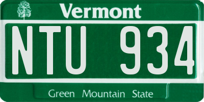 VT license plate NTU934
