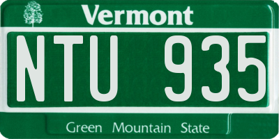 VT license plate NTU935