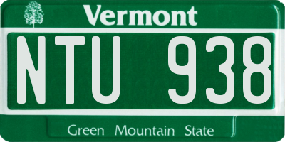 VT license plate NTU938
