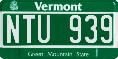 VT license plate NTU939