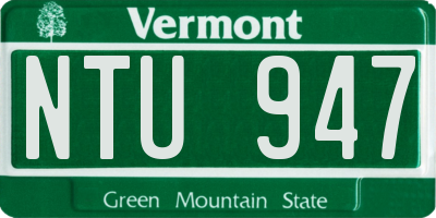 VT license plate NTU947
