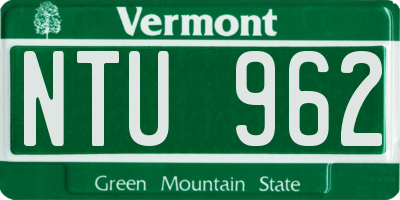VT license plate NTU962