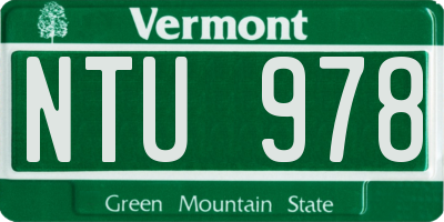 VT license plate NTU978