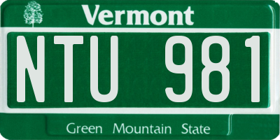 VT license plate NTU981