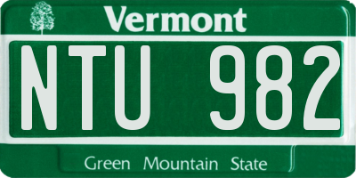 VT license plate NTU982