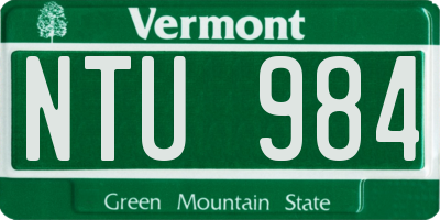 VT license plate NTU984
