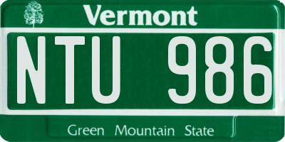 VT license plate NTU986