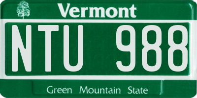 VT license plate NTU988