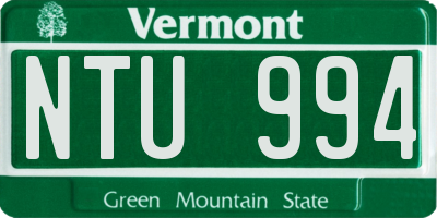 VT license plate NTU994