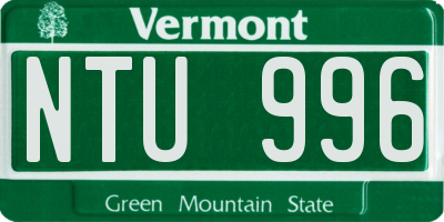 VT license plate NTU996