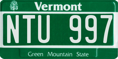 VT license plate NTU997