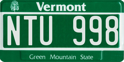 VT license plate NTU998