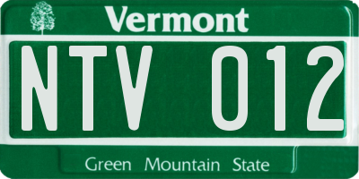 VT license plate NTV012