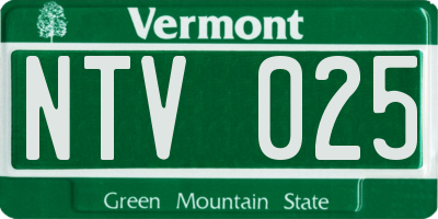 VT license plate NTV025