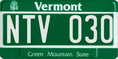 VT license plate NTV030