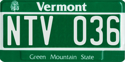 VT license plate NTV036
