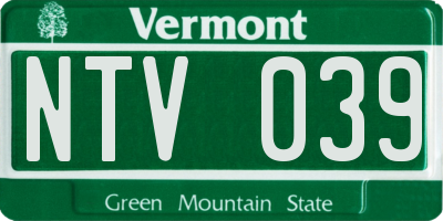 VT license plate NTV039