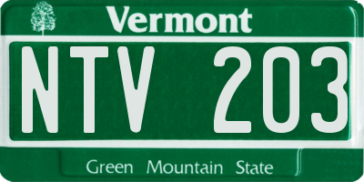 VT license plate NTV203