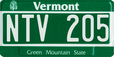 VT license plate NTV205