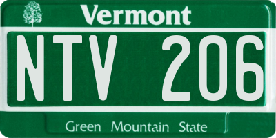 VT license plate NTV206