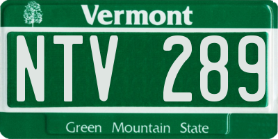 VT license plate NTV289