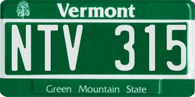 VT license plate NTV315
