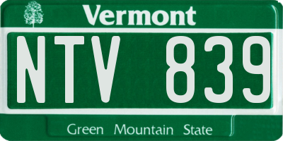 VT license plate NTV839