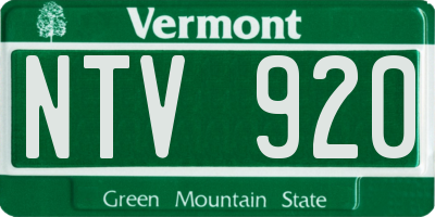 VT license plate NTV920
