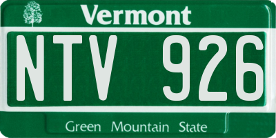 VT license plate NTV926
