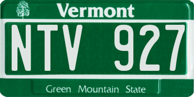 VT license plate NTV927