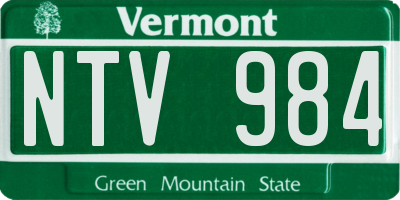 VT license plate NTV984