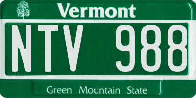 VT license plate NTV988