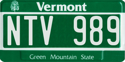 VT license plate NTV989