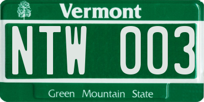 VT license plate NTW003