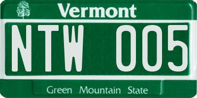 VT license plate NTW005