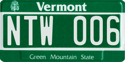 VT license plate NTW006